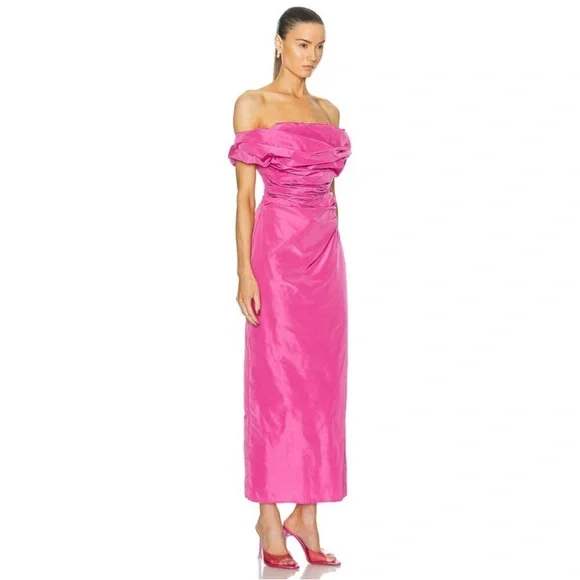 Staud Andrea Off-Shoulder Midi Dress Size 2 Hot Pink gown - threedaughtersproperties.com Staud Andrea Off-Shoulder Midi Dress Size 2 Hot Pink gown - threedaughtersproperties.com
